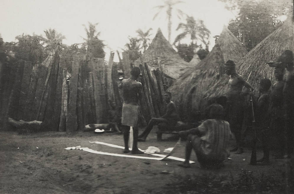 Photograph of group of weavers in Igumale, Nigeria, 1936